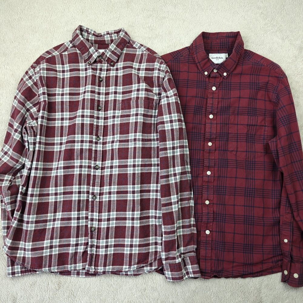 Goodfellow Shirt Bundle Men's L Red Standard Slim Cozy Soft Outdoor Cabincore